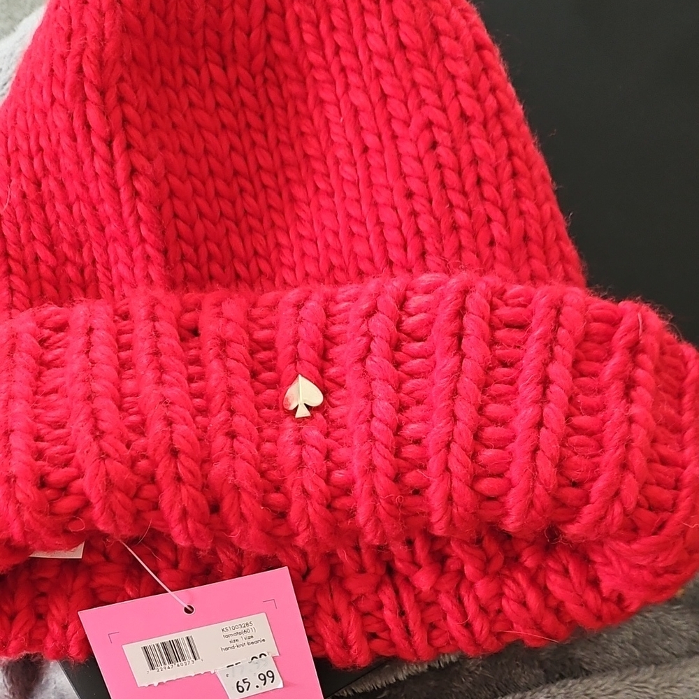 Kate Spade Cozy Red Chunky Knit Beanie-Brand New with Tags